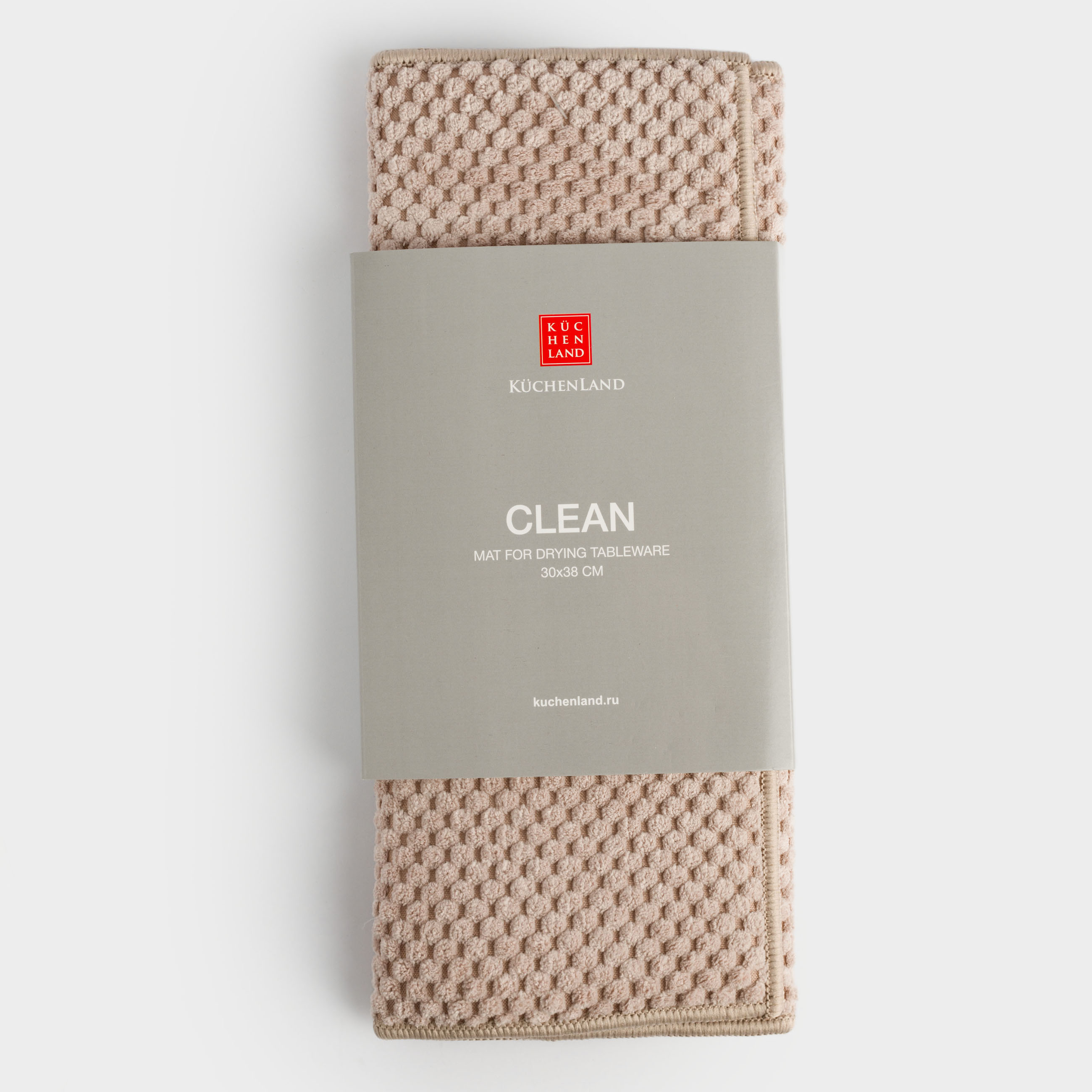 Коврик для сушки посуды, 30х38 см, микрофибра, бежевый, Clean, image-0