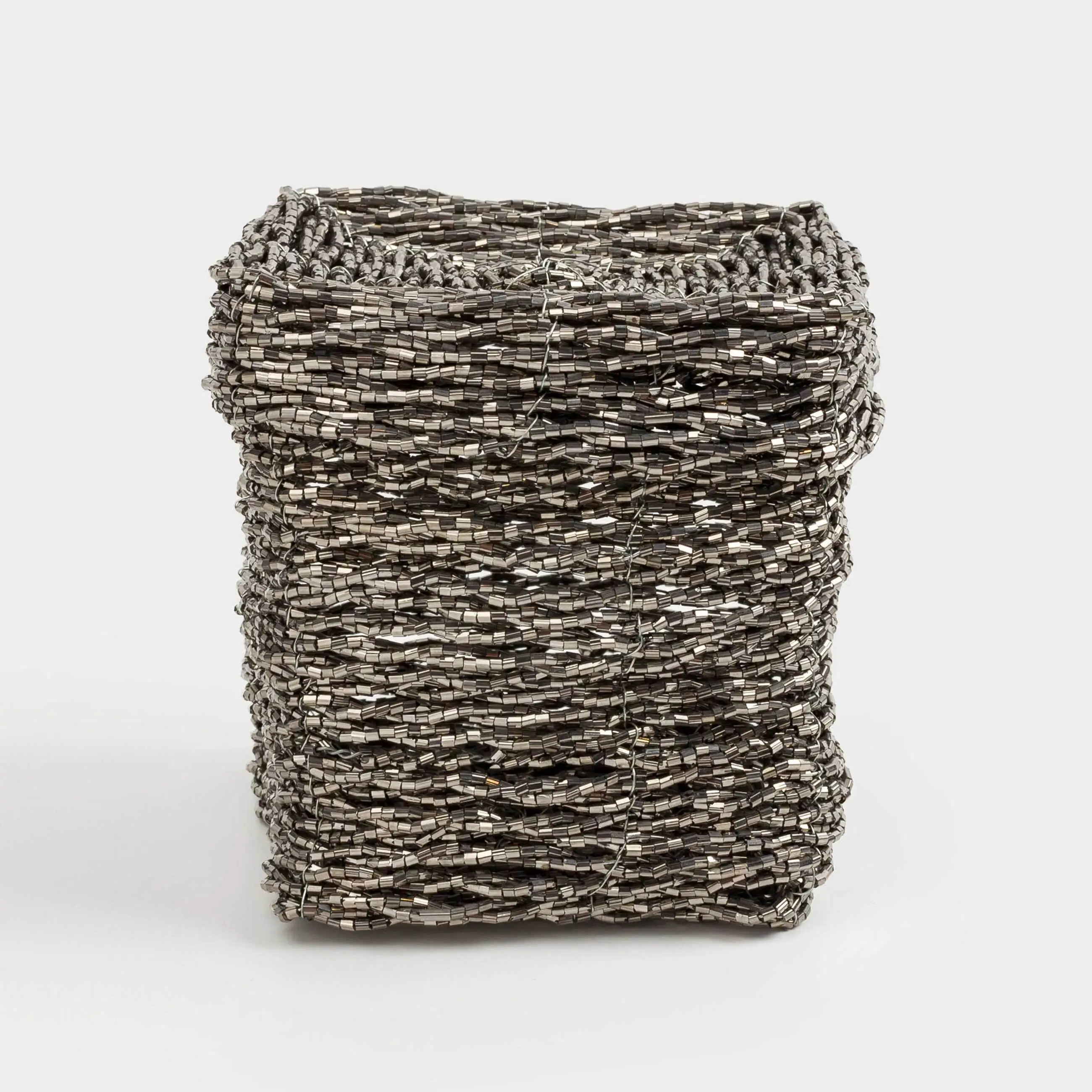 Шкатулка, 10 см, бисер, темно-серая, Shiny beads, image-0