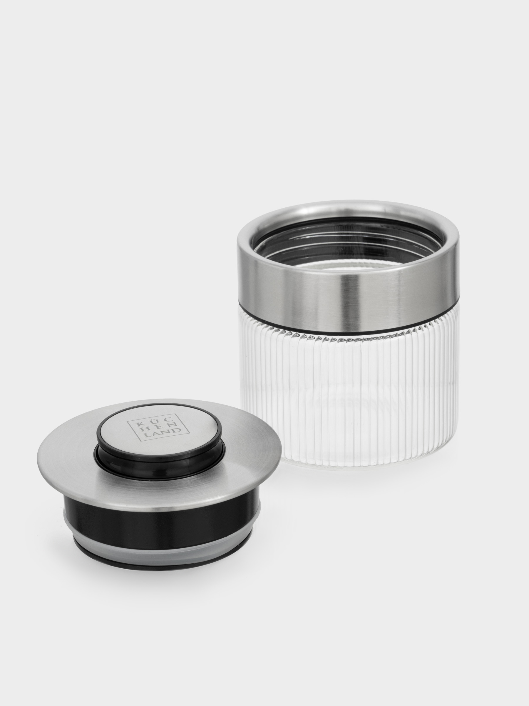 Банка для сыпучих продуктов, 420 мл, с вакуумной крышкой, стекло Б/сталь, Ribby steel, image-3