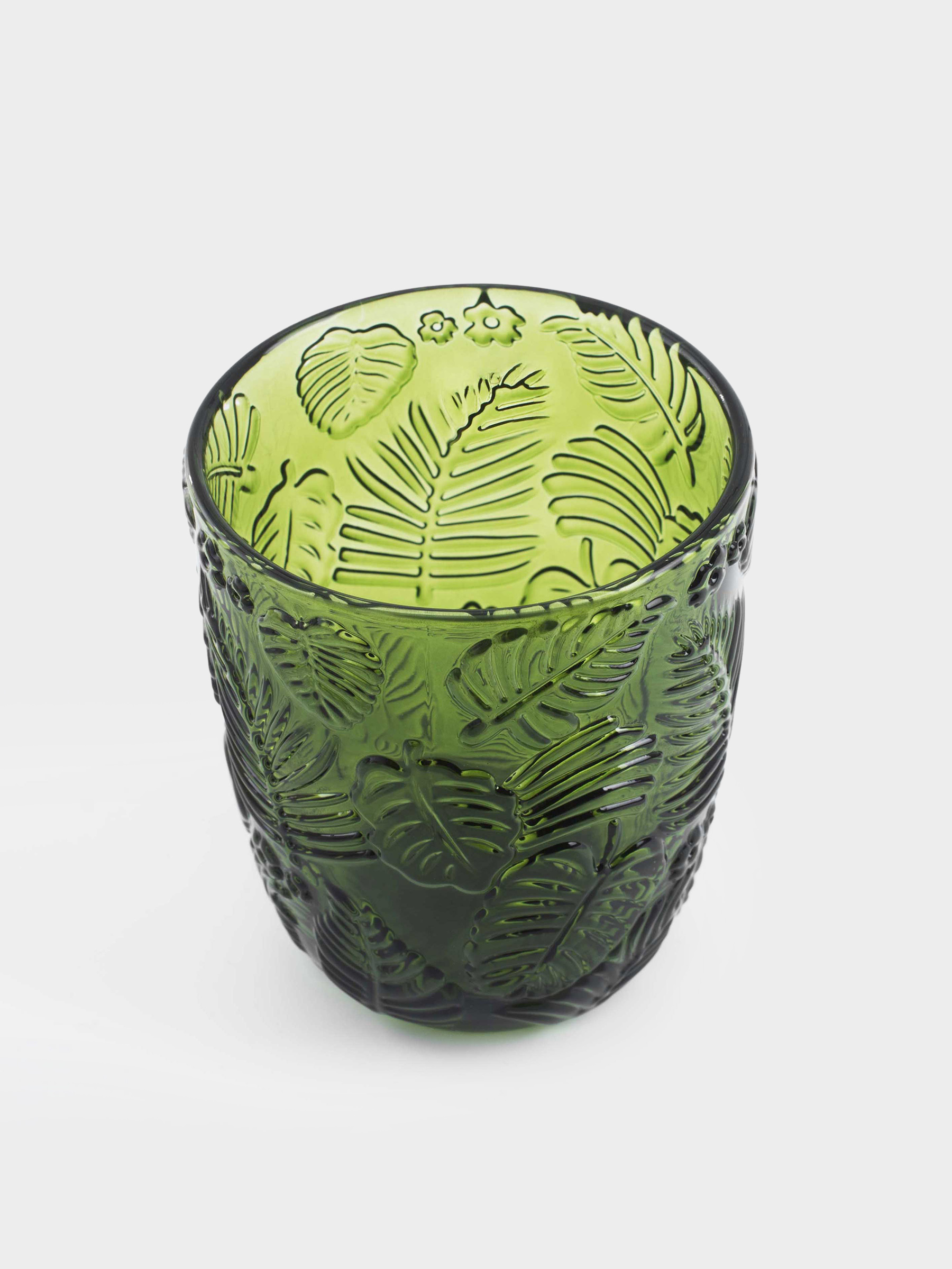 Стакан, 10 см, 300 мл, стекло Р, зеленый, Монстера, Tropical leaves, image-2