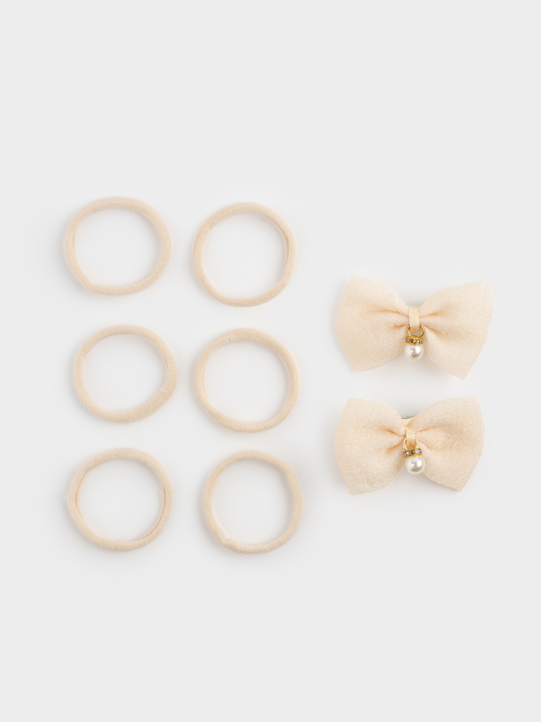 Шашқа арналған аксессуарлар жинағы, 8 дана, балаларға арналған, полиэстер/акрил, шампан/сүт, Hairstyle