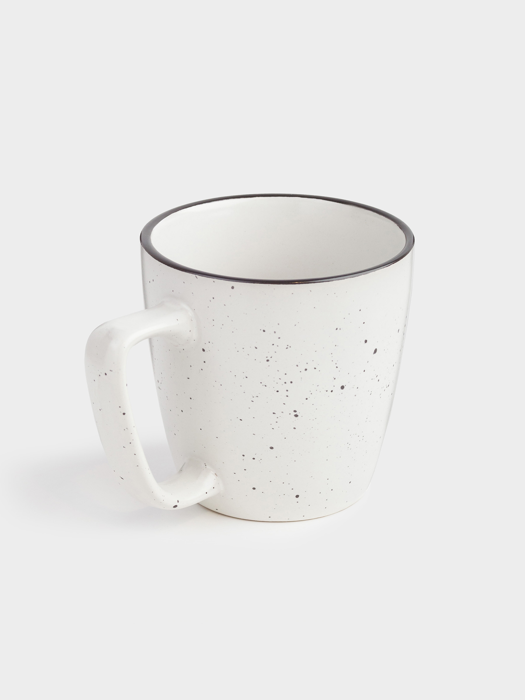 Кружка, 450 мл, 2 шт, керамика, белая, с черным кантом, в крапинку, Speckled black, image-4