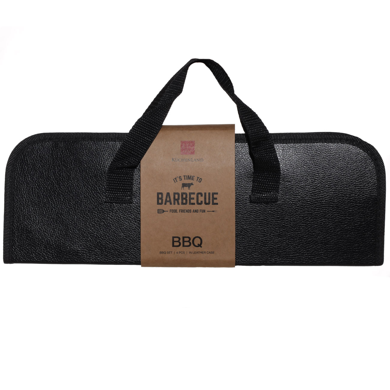 Набор для барбекю, 4 пр, в кожаном кейсе, сталь/дерево/экокожа, BBQ, image-2