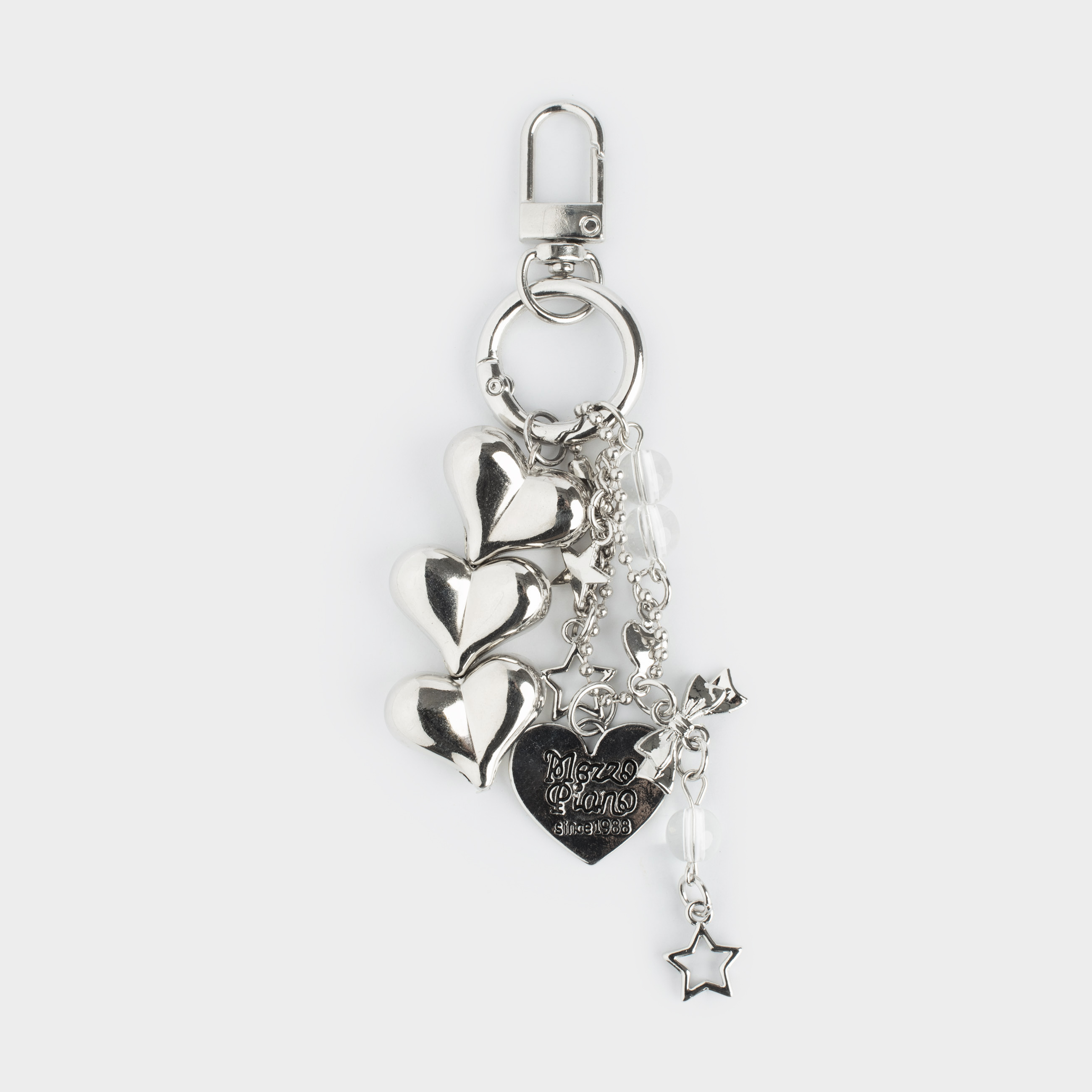 Салпыншақ, 12 см, пластик/металл, күміс, Үш жүрек, Jewelry heart, image-0