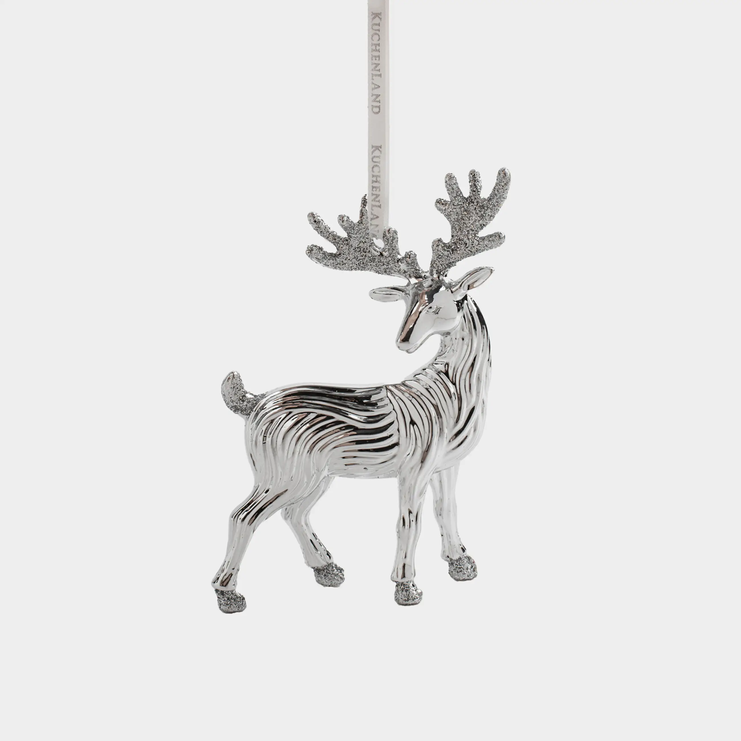 Шырша ойыншығы, 5х8 см, акрил, жылтырақтары бар, күміс, Бұғы, Figure christmas