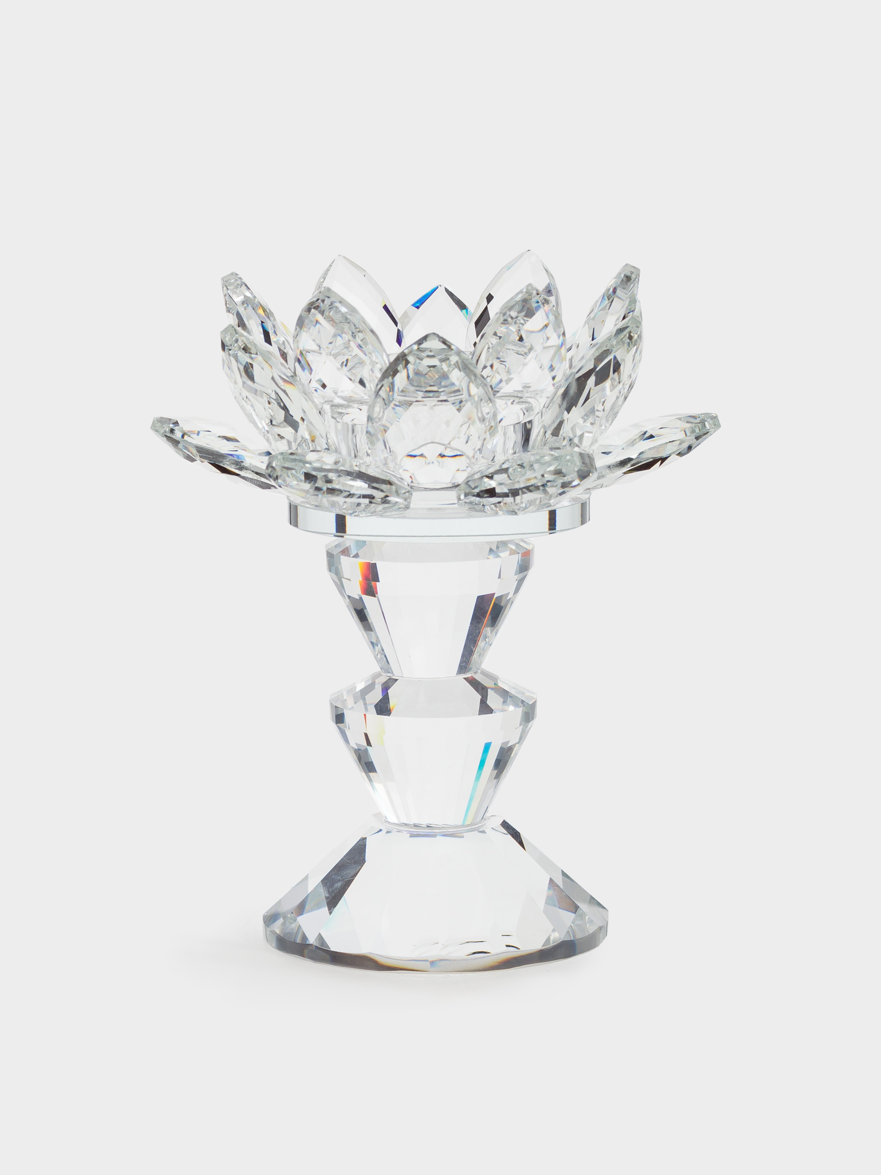 Шам ұстағыш, 11 см, шай шамына арналған, аяқты, хрусталь шыны, Лотос, Crystal flower, image-0