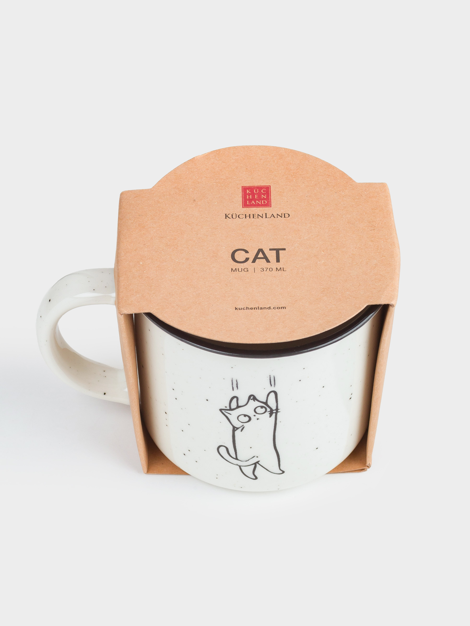 Саптыаяқ, 360 мл, фарфор N, сүт түстес, дақты, Мысық, Cat, image-3