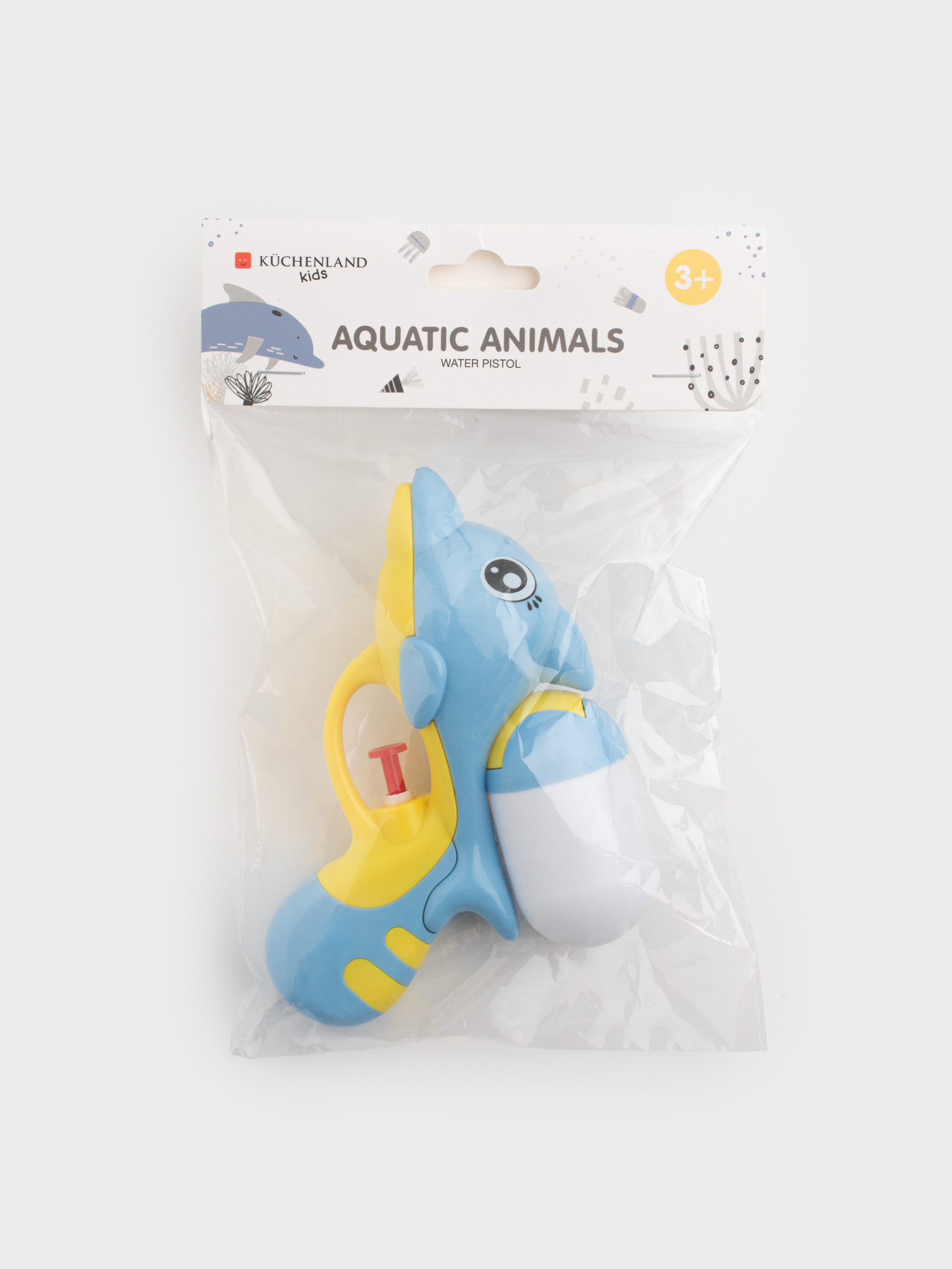 Пистолет водяной, 14 см, пластик, желто-синий, Дельфин, Aquatic animals, image-3