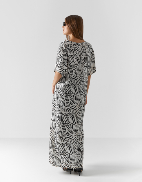 Платье женское, макси, р. XL, с коротким рукавом, вискоза, бело-черное, Almi