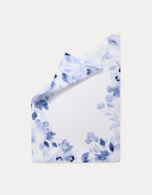Салфетка под приборы, 30x45 см, полиэстер, прямоугольная, белая, Синие цветы, Royal flower
