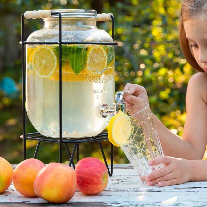 Сусындарға арналған диспенсер, 4 л, тұғырда, шыны Р/металл, қара, Berry, image-4