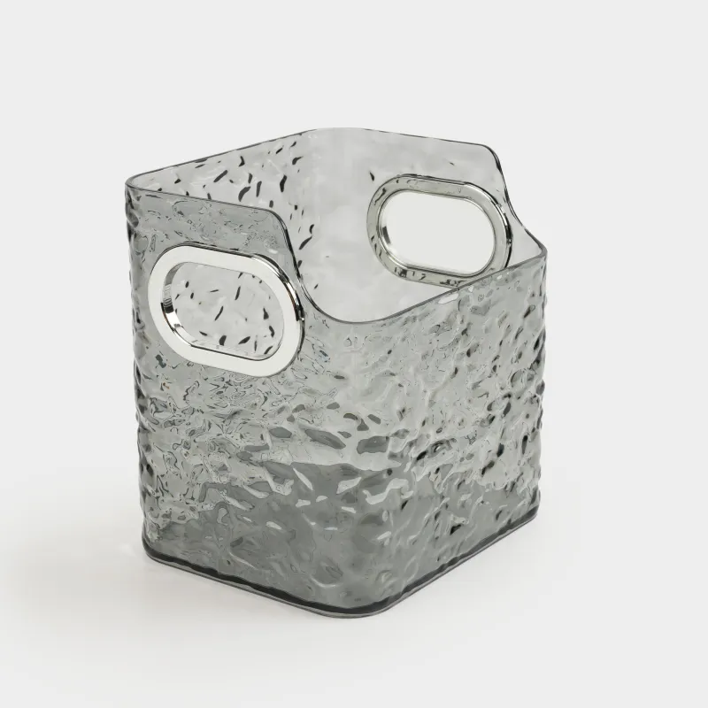 Косметикаға арналған органайзер, 12х12 см, 4 бөлім, тұтқалары бар, пластик, сұр, Renaissance clear, image-2