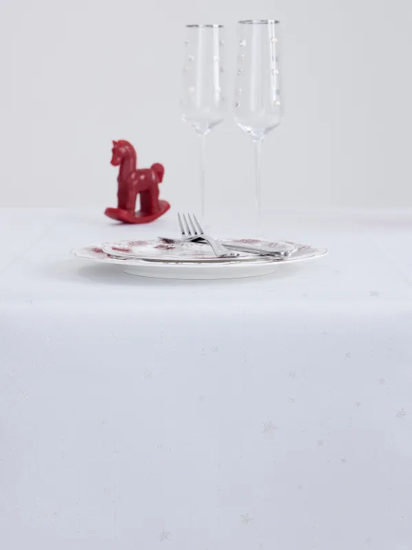 Дорожка настольная, 40х160 см, жаккард, полиэстер, светло-серая, Серебристые звезды, Starlight, image-5