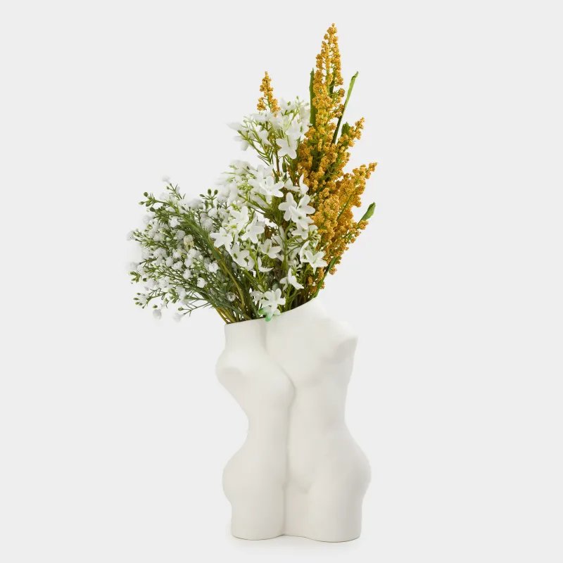 Гүл вазасы, 23 см, сәндік, фарфор P, ақ, екі, He&She, image-5