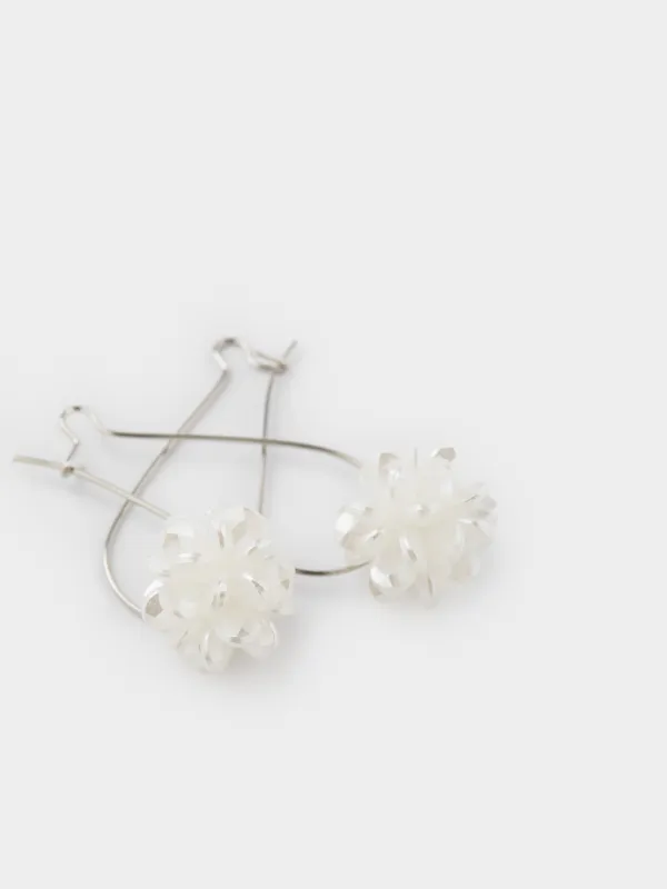 Сырғалар, 5 см, 2 дана, акрил/металл, күміс түстес, Гүл, Jewelry, image-2