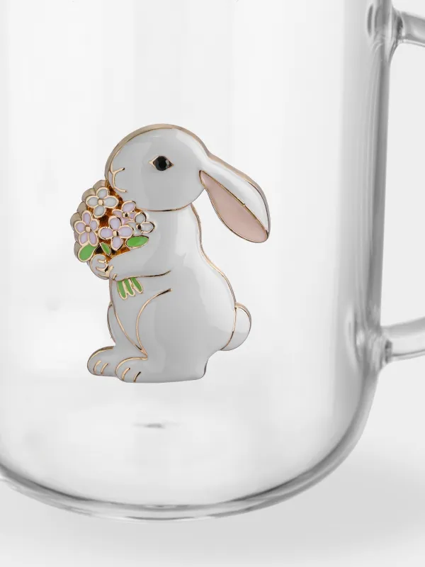 Саптыаяқ, 450 мл, шыны Б/металл, Гүлдері бар қоян, Lux elements, image-3