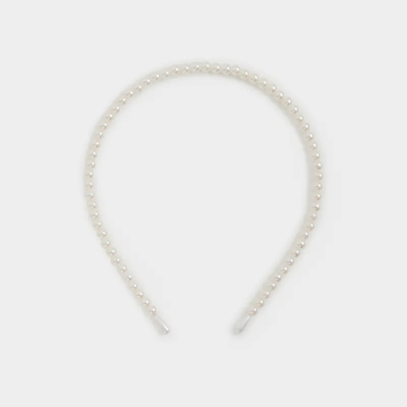 Ободок для волос, 13х14 см, пластик/металл, белый, Бусины, Pearl