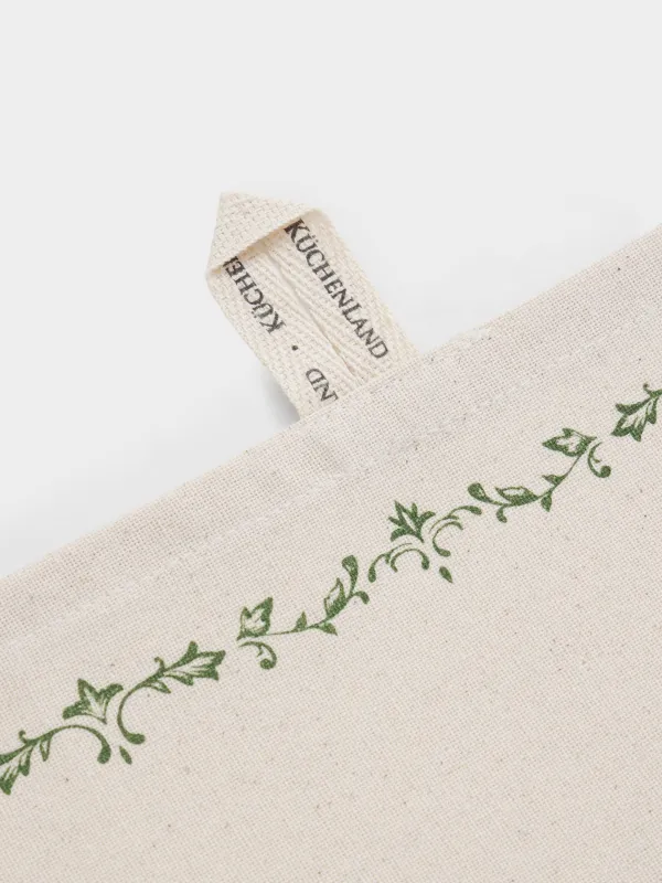 Асүйлік сүлгі, 40х60 см, мақта, сүт түстес, Жасыл гүлдер, Green lace, image-3