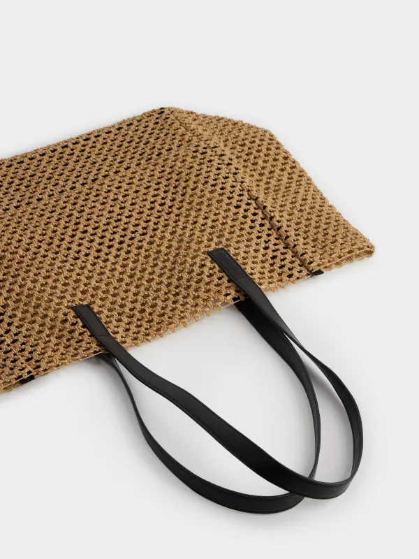 Сумка пляжная, 52х32 см, плетеная, целлюлоза, бежевая, Banjo, image-3