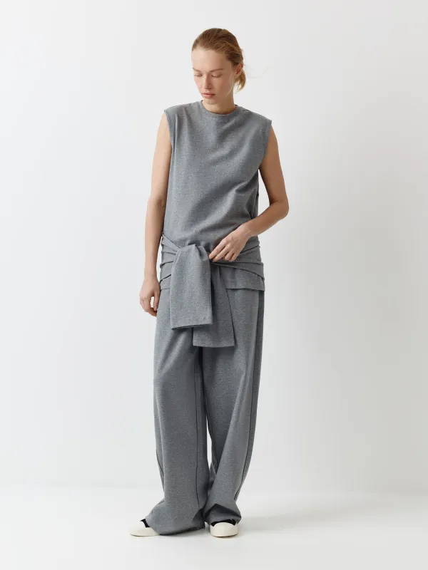 Әйелдер блузасы, өлшемі XS, сәндік жемпірі бар, мақта/спандекс К, сұр, Valerie, image-1