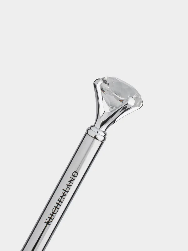 Шарикті қалам, 14 см, мүсіншесі бар, болат, күміс, Хрусталь, Draw figure, image-2