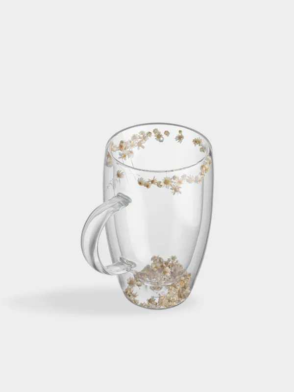 Кружка, 440 мл, стекло Б, с сухоцветами внутри, Цветы, Air decor, image-1