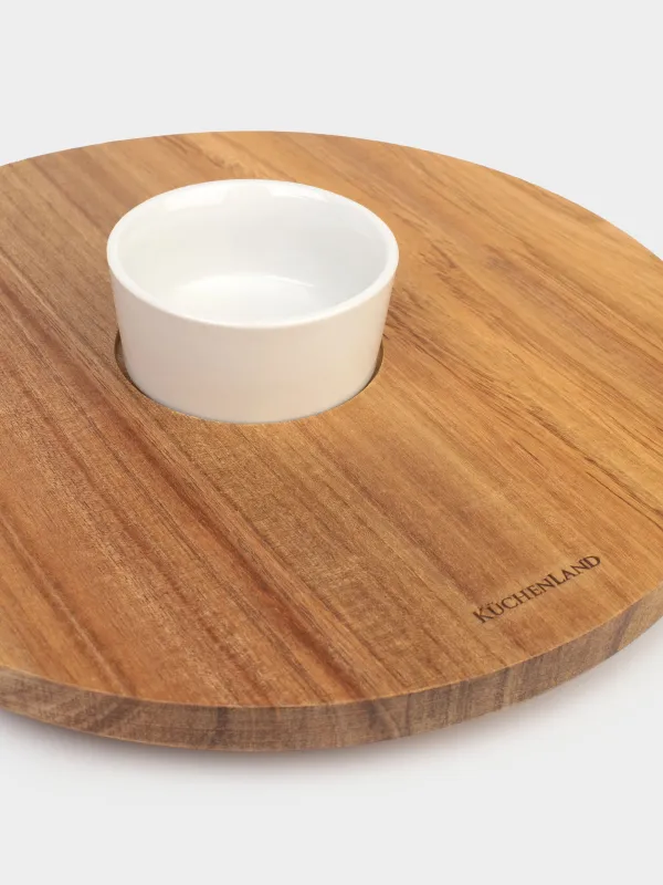 Дәмтатымдарға арналған табақ, 30 см, пиаласы бар, айналмалы, ағаш/фарфор P, Noble tree, image-6