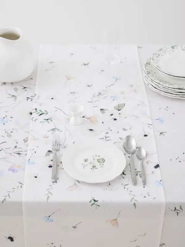 Дорожка настольная, 40х160 см, полиэстер, молочная, Весенние цветы, Flowery, image-3