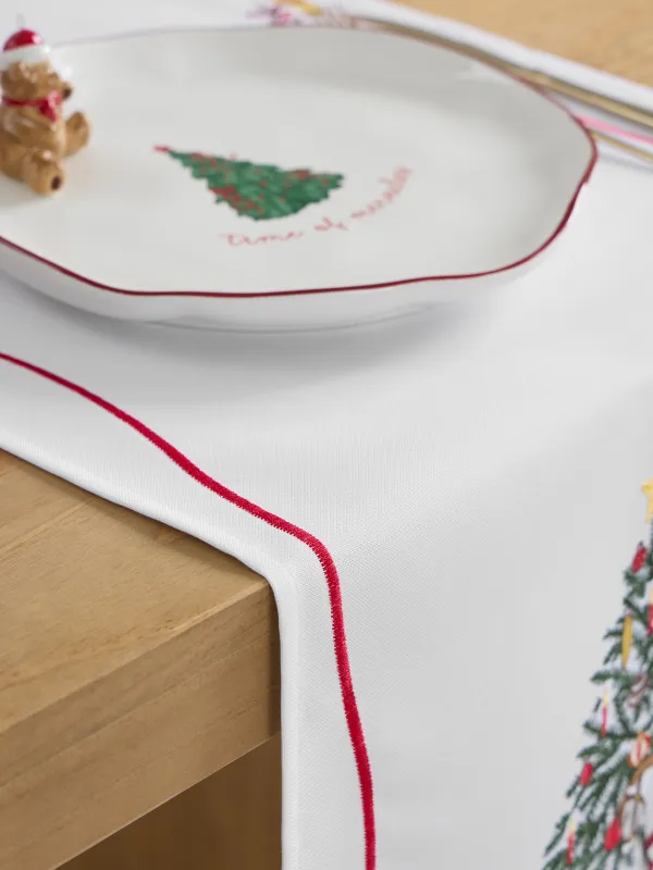 Үстел төсеніші, 40х160 см, полиэстер, ақ, Шырша мен жылқылар, Holiday horse, image-4