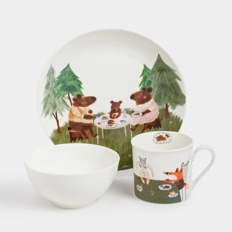 Ыдыс-аяқ жинағы, балаларға арналған, 1 адам, 3 зат, фарфор N, ақ, Шай ішу, Little pet