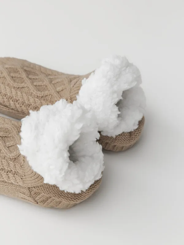 Әйелдер шұлықтары, үйге арналған, өлшемі 36-38, акрил/шерпа, құм, Қысқы өрнек, Knitted soft, image-2