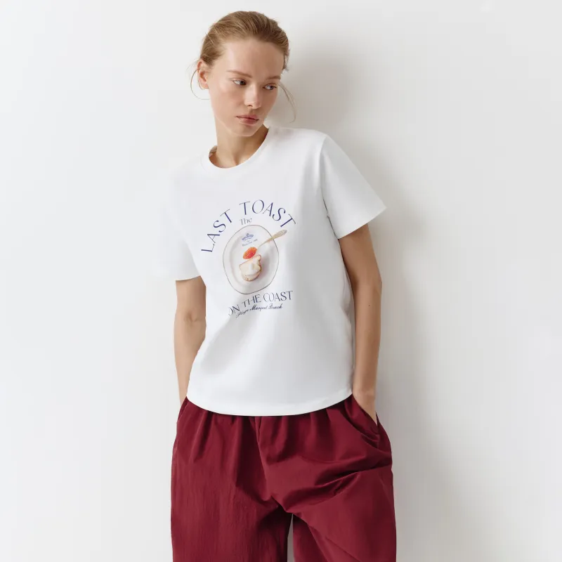 Әйелдер футболкасы, өлшемі L, мақта, сүт түстес, Сэндвич, Elianni, image-0