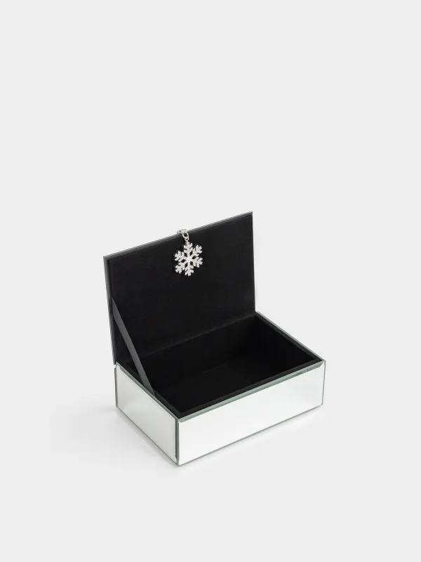 Зергерлік қобдиша, 15х10 см, шыны, айнасы бар, Қар ұшқыны, Glossy, image-4