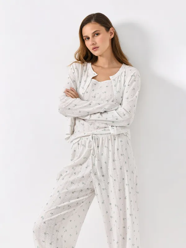 Әйелдер шалбары, үйге арналған, өлшемі L, полиэстер/мақта, ақ, Бантиктер, Melavi, image-2