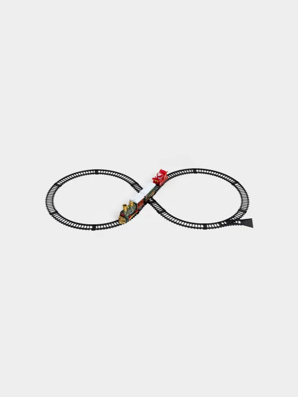 Железная дорога игрушечная, S, музыкальная, с подсветкой, пластик, Санта на санях, Game rail, image-0