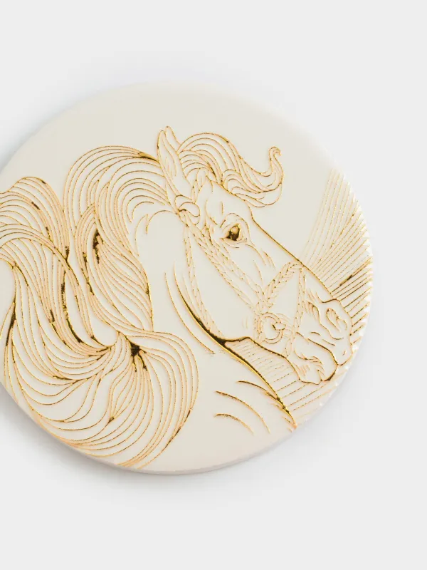 Подставка под кружку, Золотистая лошадь, Horse gold, image-3
