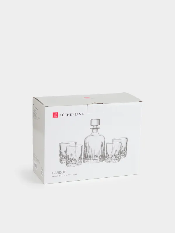 Набор для виски, 4 перс, 5 пр, графин/стаканы, стекло Р, Harbor, image-6