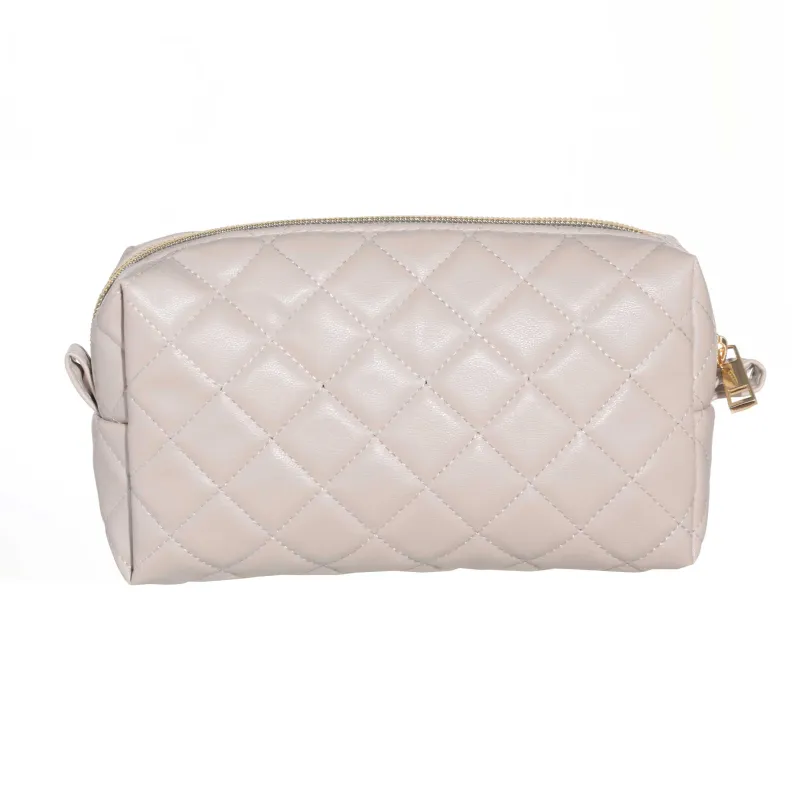 Косметика сөмкесі, 18х11 см, ілулі, полиуретан, сарғылт, Quilted, image-2