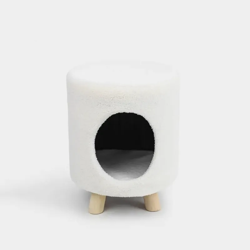 Пуфик-үйшік жануарларға арналған, 33х40 см, аяқты, букле/ағаш, сүт түстес, Boucle