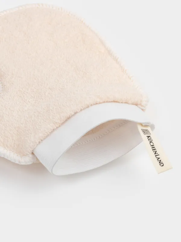 Мочалка-варежка для мытья тела, 21х17 см, отшелушивающая, полиэстер/нейлон, белая, Unique spa, image-4