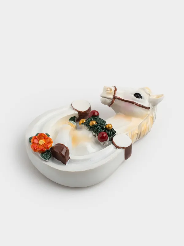 Магнит, 9 см, полирезин, молочный, Лошадка и подкова, Horse christmas, image-2
