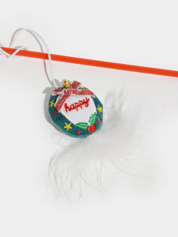 Игрушка-удочка для кошек, 90 см, с колокольчиком, пластик/полиэстер, Мышка, Christmas pet, image-3