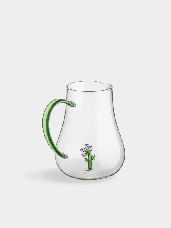 Кувшин, 1,6 л, стекло Б, зеленая ручка, Цветок, Shape, image-3