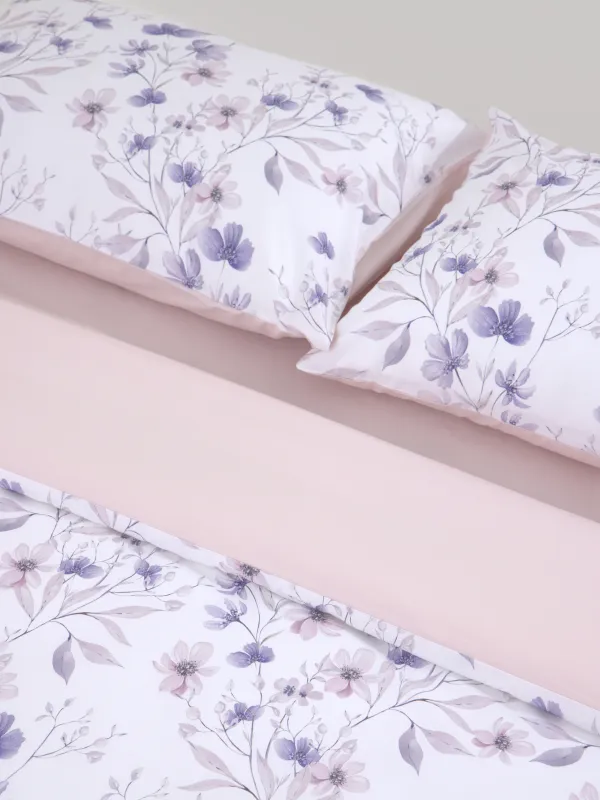 Постельное белье, евро, сатин, Лиловые цветы, Satin, image-3