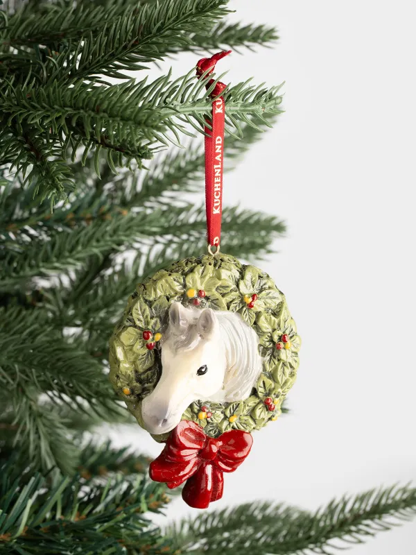 Игрушка елочная, 10 см, Лошадь и венок, Figure christmas, image-2