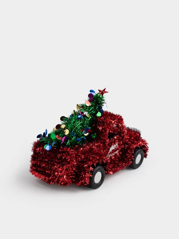 Статуэтка, 27 см, Машина с елкой, Tinsel decor, image-3