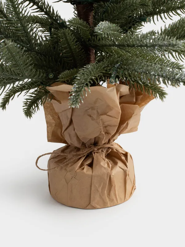 Ель искусственная, 60 см, с подсветкой, в крафте, ПВХ, Ель с блестками, Conifer silver, image-3