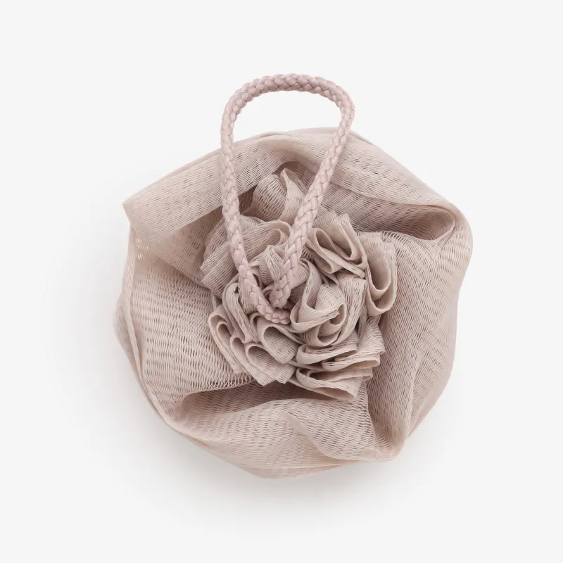 Мочалка для мытья тела, 13 см, полиэтилен, бежевая, Бант, Showy, image-1