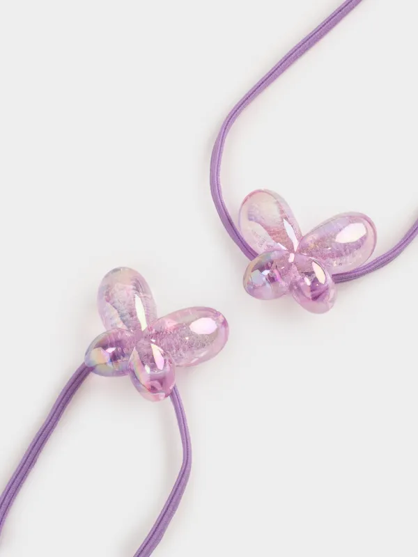 Шашқа арналған серпімді, 9 см, 2 дана, акрил / полиэстер, күлгін, көбелек, Грацил, image-2