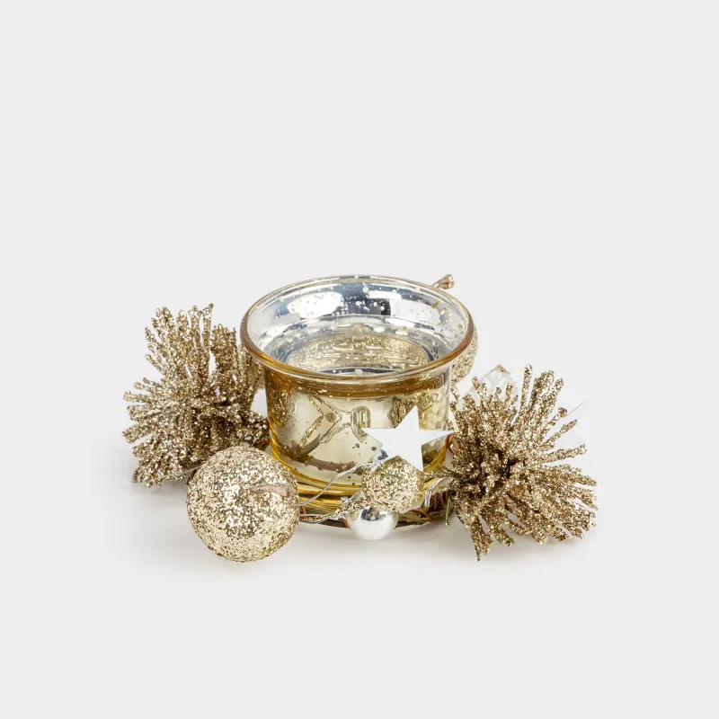 Шам ұстағыш, 11х7 см, шай шамына арналған, шамы бар, шампан, Алма, Apple garden